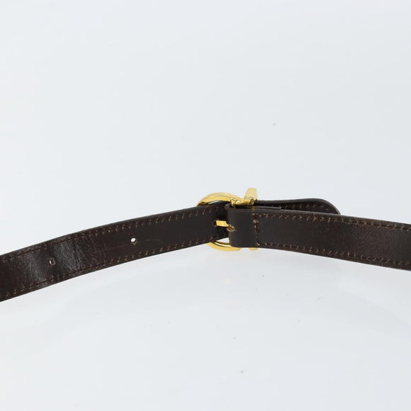 Salvatore Ferragamo Gancini Shoulder Bag Leather Dark Brown Gold Auth 153818