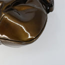 Salvatore Ferragamo Gancini Hand Bag Enamel Bronze Silver Auth 153819-9