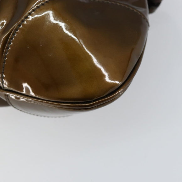 Salvatore Ferragamo Gancini Hand Bag Enamel Bronze Silver Auth 153819