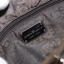 Salvatore Ferragamo Gancini Hand Bag Enamel Bronze Silver Auth 153819-19