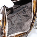 Salvatore Ferragamo Gancini Hand Bag Enamel Bronze Silver Auth 153819-11