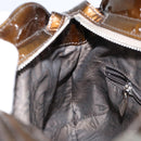 Salvatore Ferragamo Gancini Hand Bag Enamel Bronze Silver Auth 153819-21