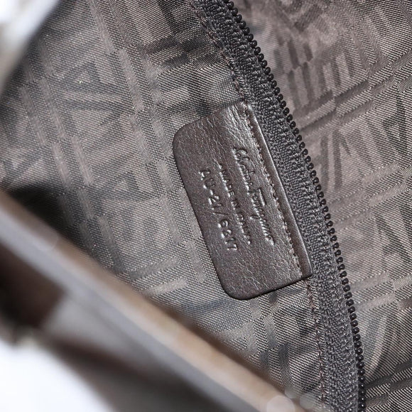 Salvatore Ferragamo Gancini Hand Bag Enamel Bronze Silver Auth 153819