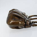 Salvatore Ferragamo Gancini Hand Bag Enamel Bronze Silver Auth 153819-3