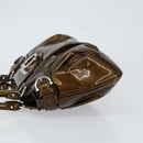 Salvatore Ferragamo Gancini Hand Bag Enamel Bronze Silver Auth 153819-4