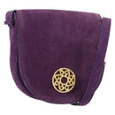 CELINE Shoulder Bag Suede Purple Gold Auth 153820-1