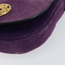 CELINE Shoulder Bag Suede Purple Gold Auth 153820-14