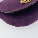 CELINE Shoulder Bag Suede Purple Gold Auth 153820-15