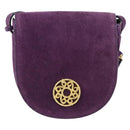 CELINE Shoulder Bag Suede Purple Gold Auth 153820-13