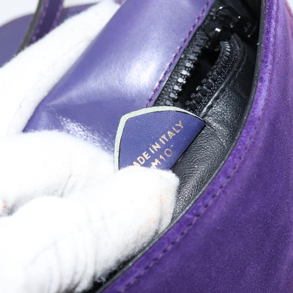 CELINE Shoulder Bag Suede Purple Gold Auth 153820