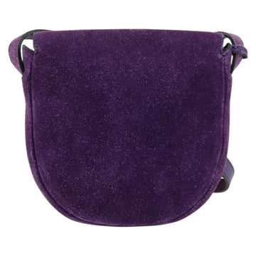 CELINE Shoulder Bag Suede Purple Gold Auth 153820 - 0