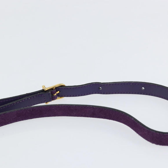 CELINE Shoulder Bag Suede Purple Gold Auth 153820