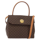 CELINE Macadam Canvas Hand Bag PVC Leather 2way Brown Gold Auth 153821-1