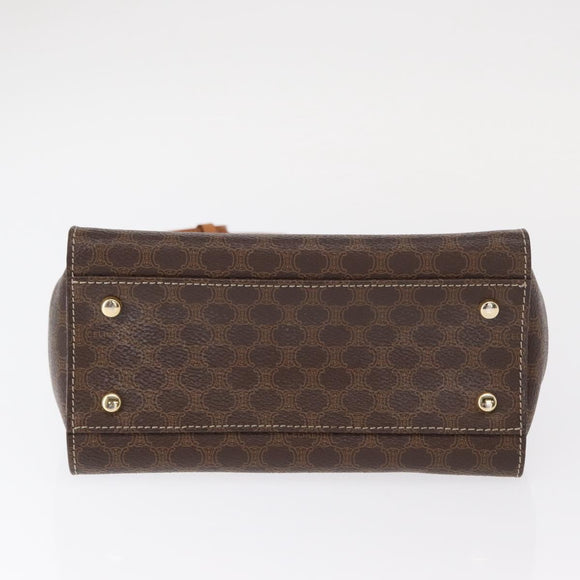 CELINE Macadam Canvas Hand Bag PVC Leather 2way Brown Gold Auth 153821