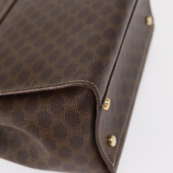 CELINE Macadam Canvas Hand Bag PVC Leather 2way Brown Gold Auth 153821