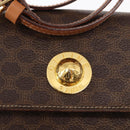 CELINE Macadam Canvas Hand Bag PVC Leather 2way Brown Gold Auth 153821-20