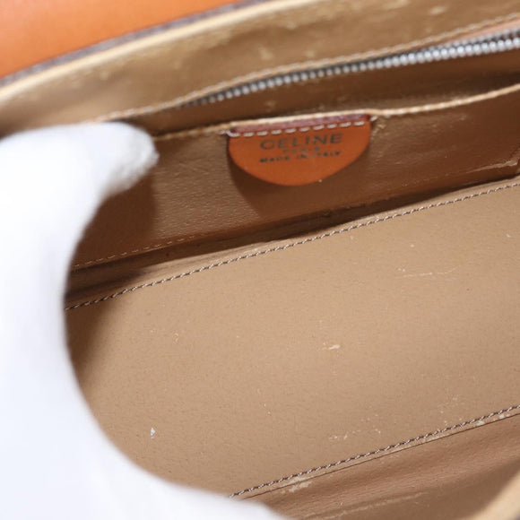 CELINE Macadam Canvas Hand Bag PVC Leather 2way Brown Gold Auth 153821