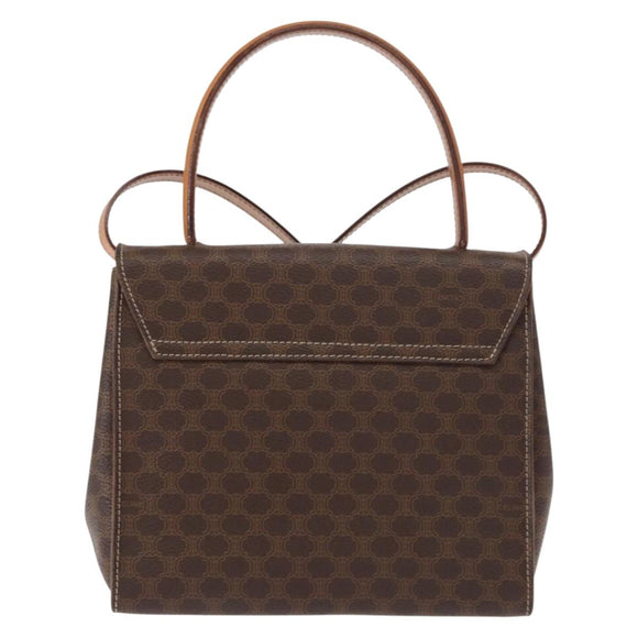 CELINE Macadam Canvas Hand Bag PVC Leather 2way Brown Gold Auth 153821