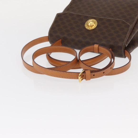 CELINE Macadam Canvas Hand Bag PVC Leather 2way Brown Gold Auth 153821