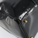 CHANEL Boston Bag Patent leather 2way Black Gold CC Auth 153822-17