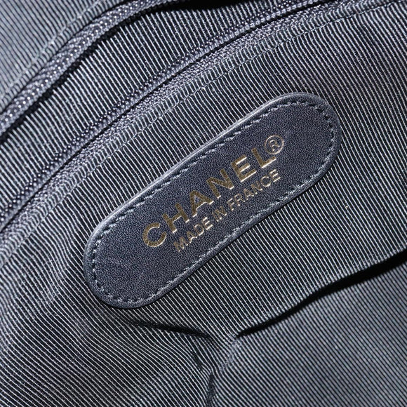 CHANEL Boston Bag Patent leather 2way Black Gold CC Auth 153822