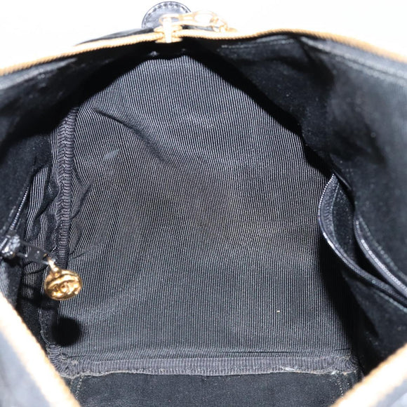 CHANEL Boston Bag Patent leather 2way Black Gold CC Auth 153822