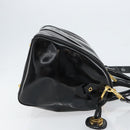 CHANEL Boston Bag Patent leather 2way Black Gold CC Auth 153822-3