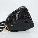 CHANEL Boston Bag Patent leather 2way Black Gold CC Auth 153822-4
