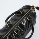 CHANEL Boston Bag Patent leather 2way Black Gold CC Auth 153822-6