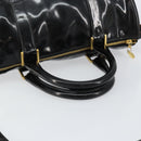 CHANEL Boston Bag Patent leather 2way Black Gold CC Auth 153822-7
