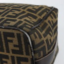 FENDI Zucca Canvas Vanity Pouch Black Brown Auth 153823-16