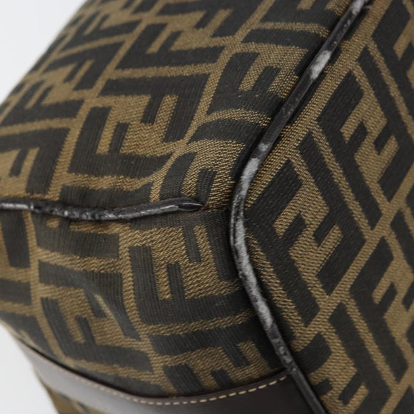 FENDI Zucca Canvas Vanity Pouch Black Brown Auth 153823
