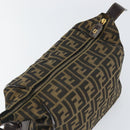 FENDI Zucca Canvas Vanity Pouch Black Brown Auth 153823-9
