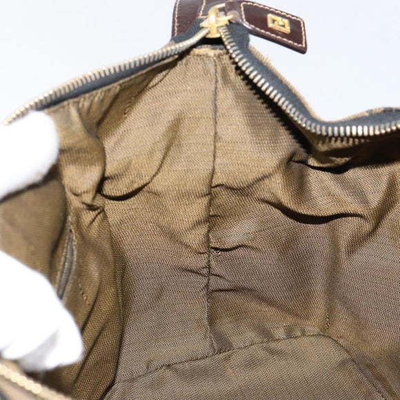 FENDI Zucca Canvas Vanity Pouch Black Brown Auth 153823