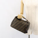 FENDI Zucca Canvas Vanity Pouch Black Brown Auth 153823-24