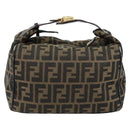 FENDI Zucca Canvas Vanity Pouch Black Brown Auth 153823-2