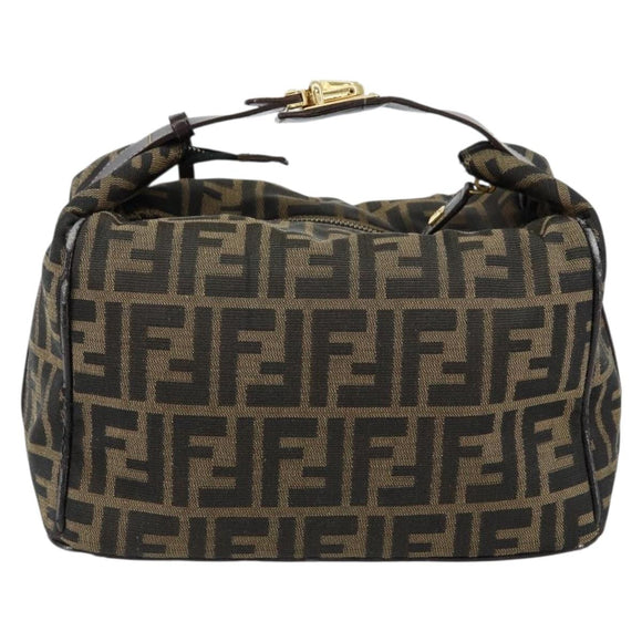 FENDI Zucca Canvas Vanity Pouch Black Brown Auth 153823