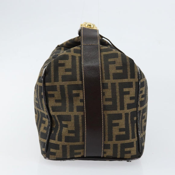 FENDI Zucca Canvas Vanity Pouch Black Brown Auth 153823