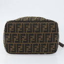 FENDI Zucca Canvas Vanity Pouch Black Brown Auth 153823-5