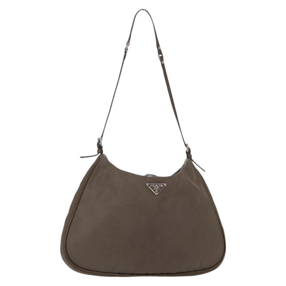 PRADA Shoulder Bag Nylon Brown Auth 153825