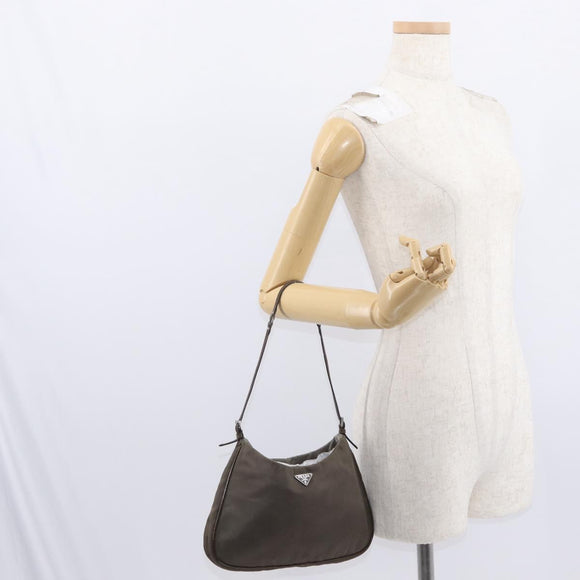 PRADA Shoulder Bag Nylon Brown Auth 153825