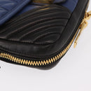 Miu Miu Matelasse Shoulder Bag Leather 2way Blue Black gold Auth 153826-15