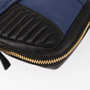 Miu Miu Matelasse Shoulder Bag Leather 2way Blue Black gold Auth 153826-17