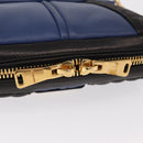 Miu Miu Matelasse Shoulder Bag Leather 2way Blue Black gold Auth 153826-19