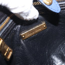 Miu Miu Matelasse Shoulder Bag Leather 2way Blue Black gold Auth 153826-21