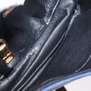 Miu Miu Matelasse Shoulder Bag Leather 2way Blue Black gold Auth 153826-11