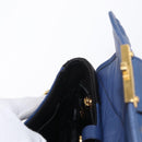 Miu Miu Matelasse Shoulder Bag Leather 2way Blue Black gold Auth 153826-23