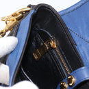 Miu Miu Matelasse Shoulder Bag Leather 2way Blue Black gold Auth 153826-24