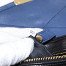 Miu Miu Matelasse Shoulder Bag Leather 2way Blue Black gold Auth 153826-12