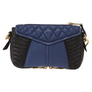 Miu Miu Matelasse Shoulder Bag Leather 2way Blue Black gold Auth 153826-2